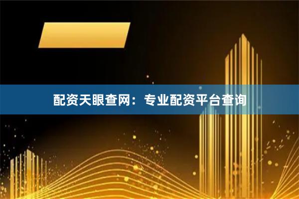配资天眼查网:专业配资平台查询